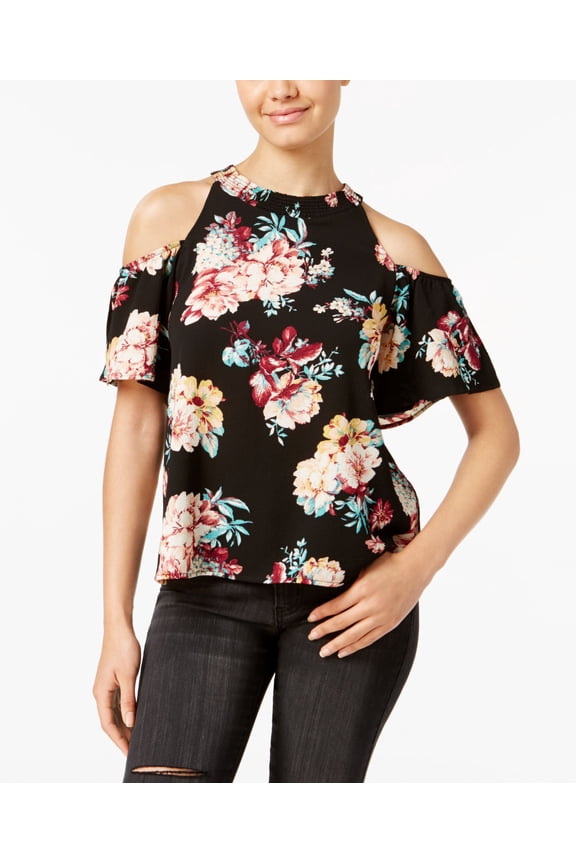 Juniors Printed Cold Shoulder Top Bkpla L