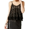 thumbnail image 1 of Lily Black Womens Strappy Knit Blouse, Black, Juniors, Medium, 1 of 2