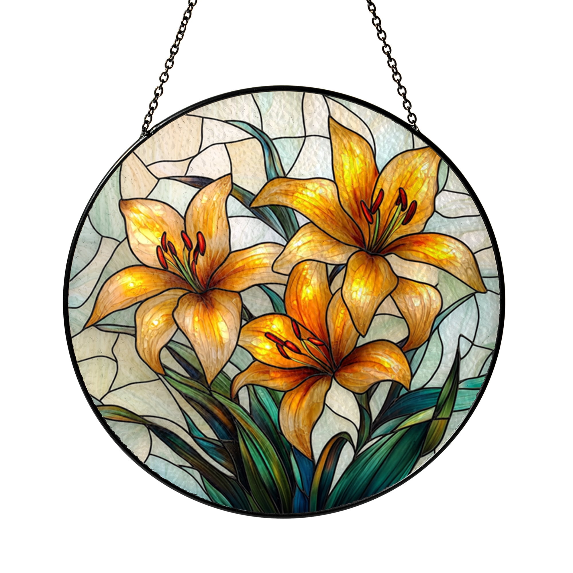 Lily Bloom Glass Style Suncatcher – Botanical Window Art - Walmart.com