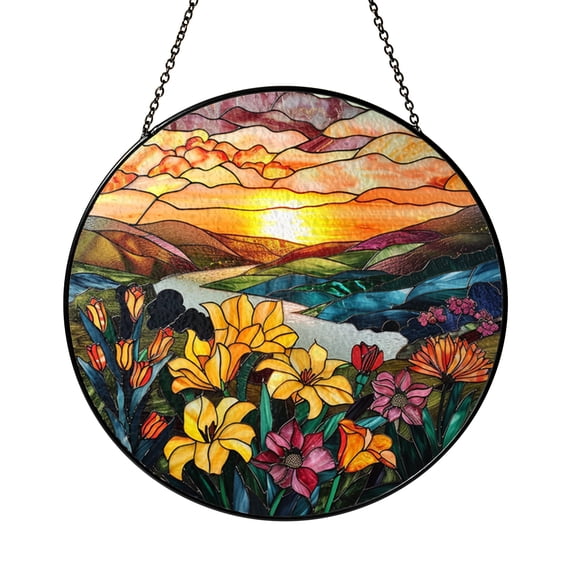 Lily Bloom Window Art – Stained Glass Style Floral Design