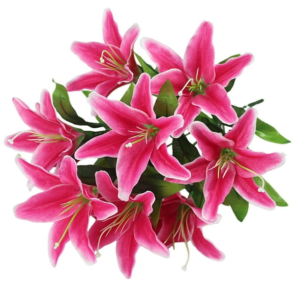 Lily Bouquet 10 Head Lily Bouquet With Stem Flowers Lily Vase Wedding Home Decor Flowers Valentine Artificial Flowers