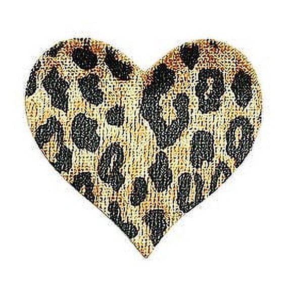 Lily Cheetah Leopard Print Heart Iron On Patch Applique Sewing Notion by piece
