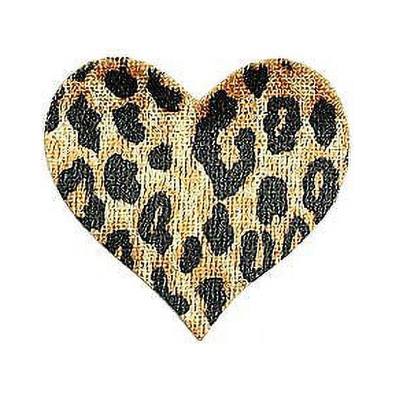 Small Cheetah Leopard Print Heart Transfer Patch Iron On Free Spirit Heart  3