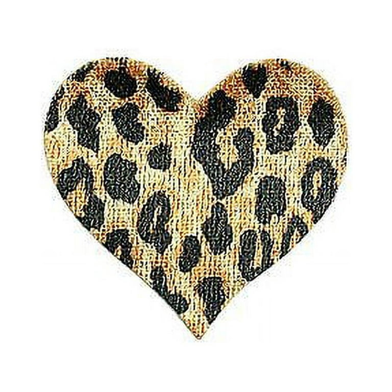 Lily Cheetah Leopard Print Heart Iron On Patch Applique Sewing Notion by  piece 
