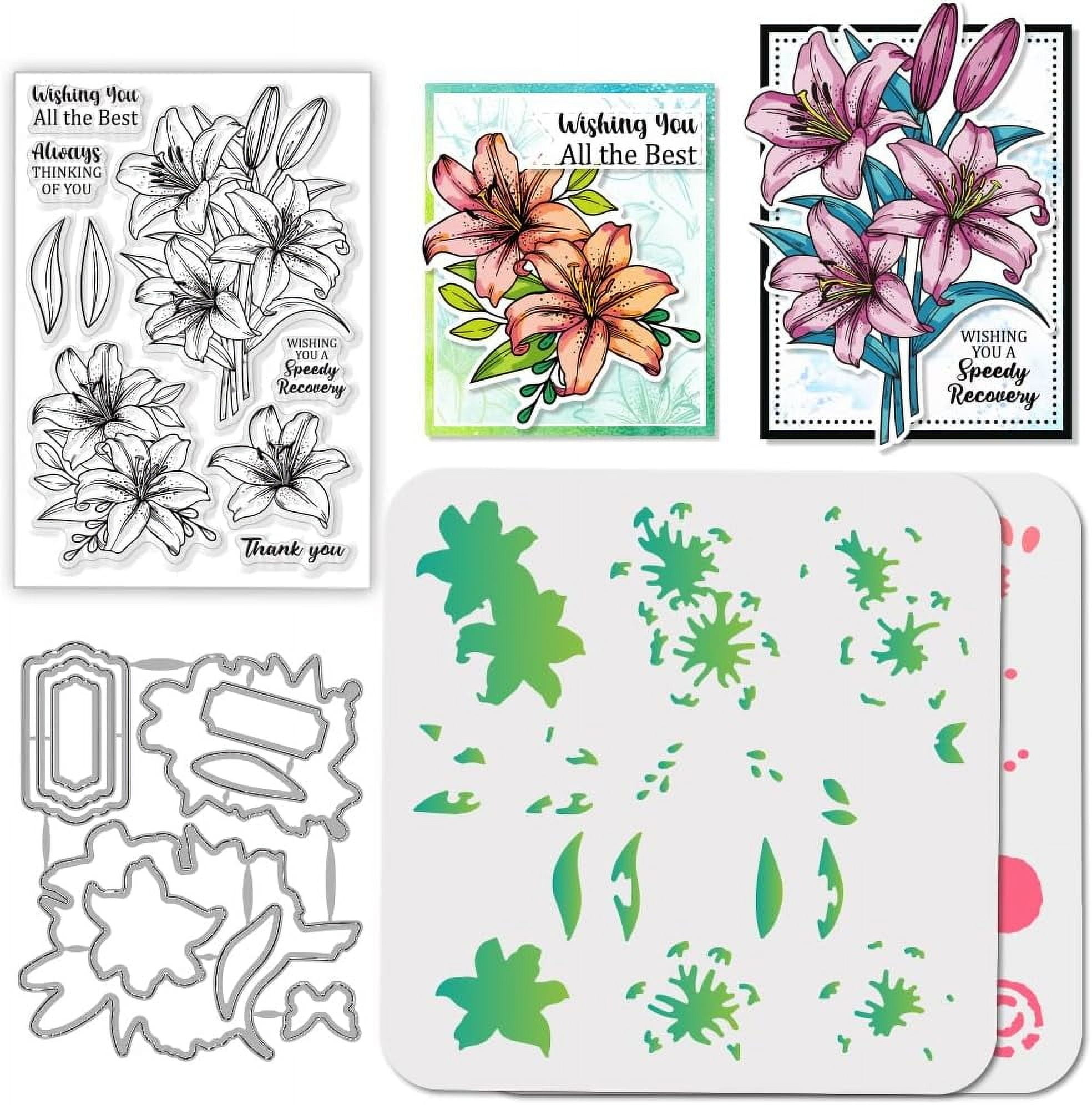 Lily Clear Stamps Cutting Dies Flower PET Painting Stencils for Card ...