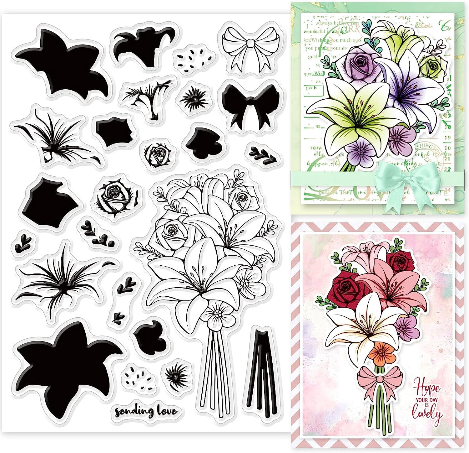 Lily Clear Stamps Layered Lily Silicone Stamps Flowers Rubber ...