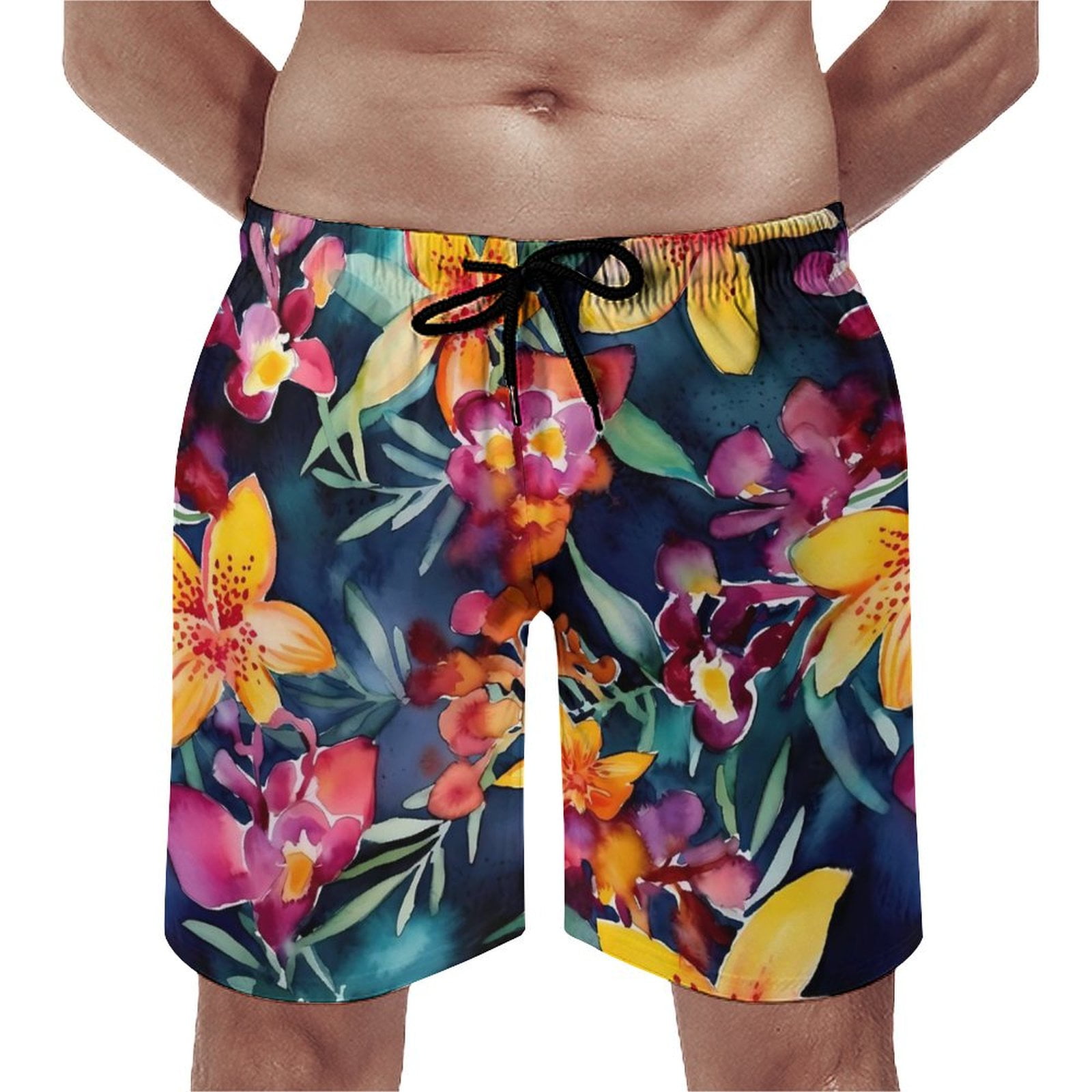 Lily Floral Gym Shorts Summer White And Orange Surfing Beach Short Pants Men Fast Dry Funny