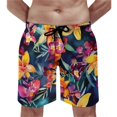 Lily Floral Gym Shorts Summer White And Orange Surfing Beach Short