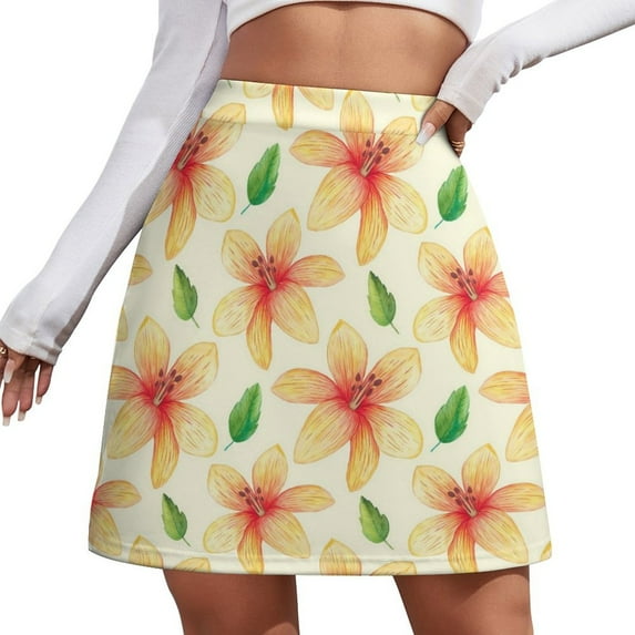 Lily Floral Skirt Summer Flowers Street Style Casual A-line Skirts Elegant Mini Skirt Fem