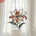 thumbnail image 1 of Lily Flower Acrylic Window Hanging with Gemstones, Stained Glass Style, Unique Home and Office Decoration, Eco-Friendly, Vintage Art Piece for All Spaces, 1 of 4