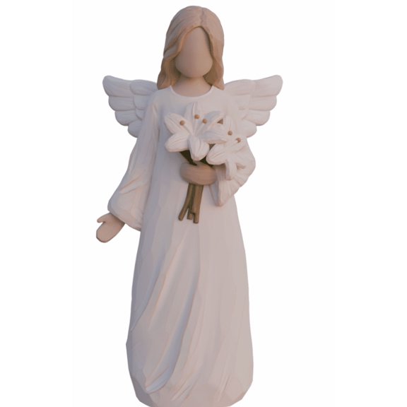 Lily Flower Angel Statue  Elegant Guardian Angel Figurine Holding White Lilies, Perfect Gift for Women