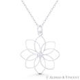 thumbnail image 1 of Lily Flower Charm Open Cutout Design 29x24mm (1.1x0.9in) Pendant in .925 Sterling Silver, 1 of 1
