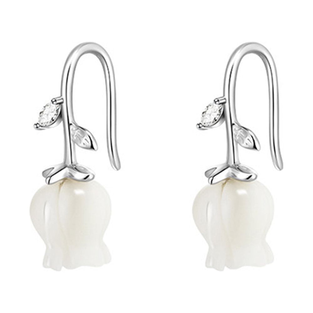 Lily Flower Crawler Ear Cuff Earrings Wraps for Women Cartilage 925 Sterling Silver CZ Floral Dangle Drop Earring Climber