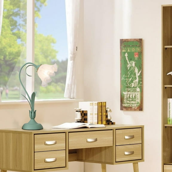 Lily Flower Desk Light Bedside Light White Frosted Glass Tulip Shape Table Lamp