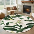 thumbnail image 1 of Lily Flower Round Rug 5ft Washable Circle Kitchen Rugs Non Slip Nature Botanical Garden Florals Watercolor Large Area Rug Indoor Floor Carpet for Bedroom Living Room Home Office Dining Room Nursery, 1 of 8