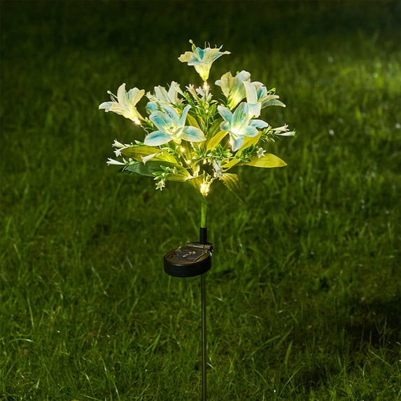 Lily Flower Solar Lights Outdoor Garden,LED Solar Flower Lights with Lifelike Lily, Waterproof Solar Stake Lily Lights for Courtyard Pathway Flowerbed Lawn Décor