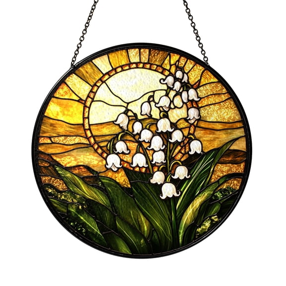 Lily Flower Stained Glass Suncatcher Sun Catcher Window Decor Handmade Floral Art for Spring Home Decoration Mothers Day Gift Idea