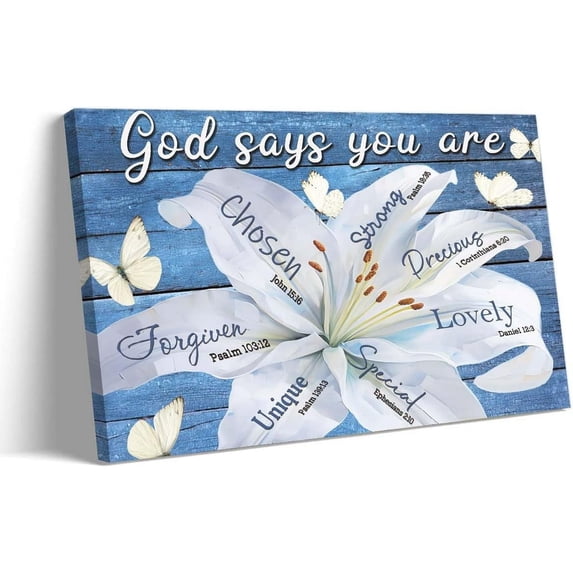 Lily Flower Wall Art God Says You Are Bible Quotes Wall Art Framed Inspirational Picture Prints for Home Decor 12x18 inches