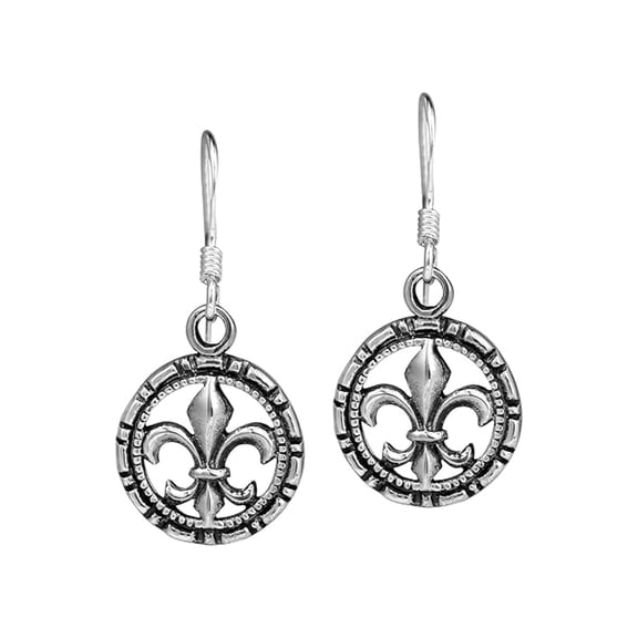 Lily Flower in Circle Dangle Earrings in 925 Sterling Silver | Vintage-Inspired Jewelry for Women | Elegant Gift