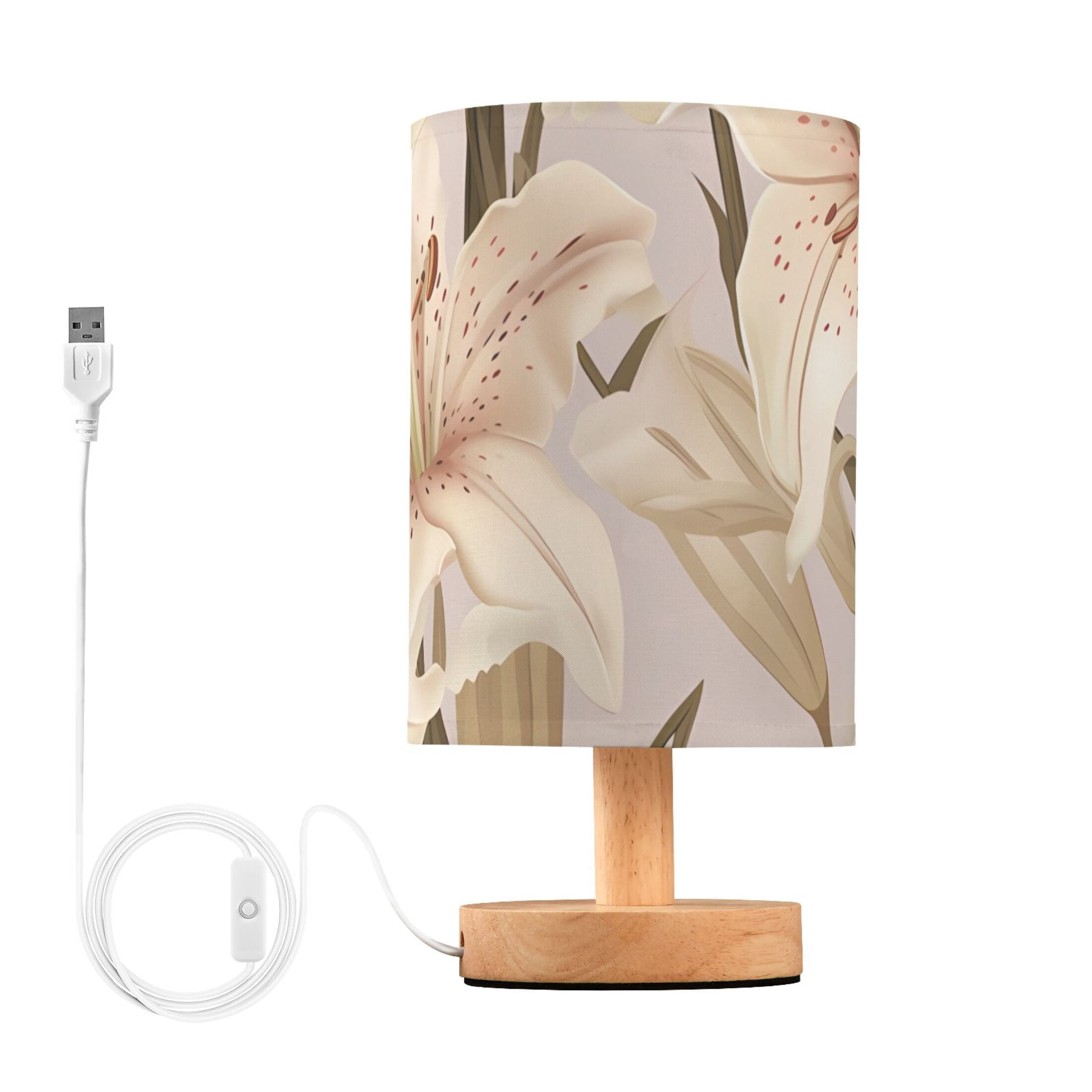 Lily Flowers Bedside Table Lamp LED Warm Lights with USB Charging Port ...