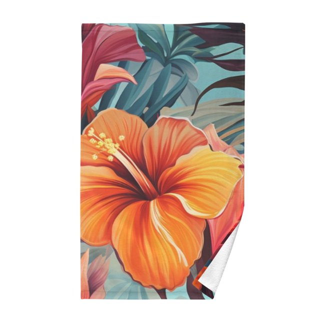 Lily Flowers Orange Cotton Face Towels Soft Hand Towel Absorbent