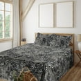 thumbnail image 1 of Ambesonne Lily Flowers Fitted & Flat Sheet with Shams 4 Pcs Set, Floral Pattern Bitonal, Full, Pale Grey Charcoal Grey, 1 of 5