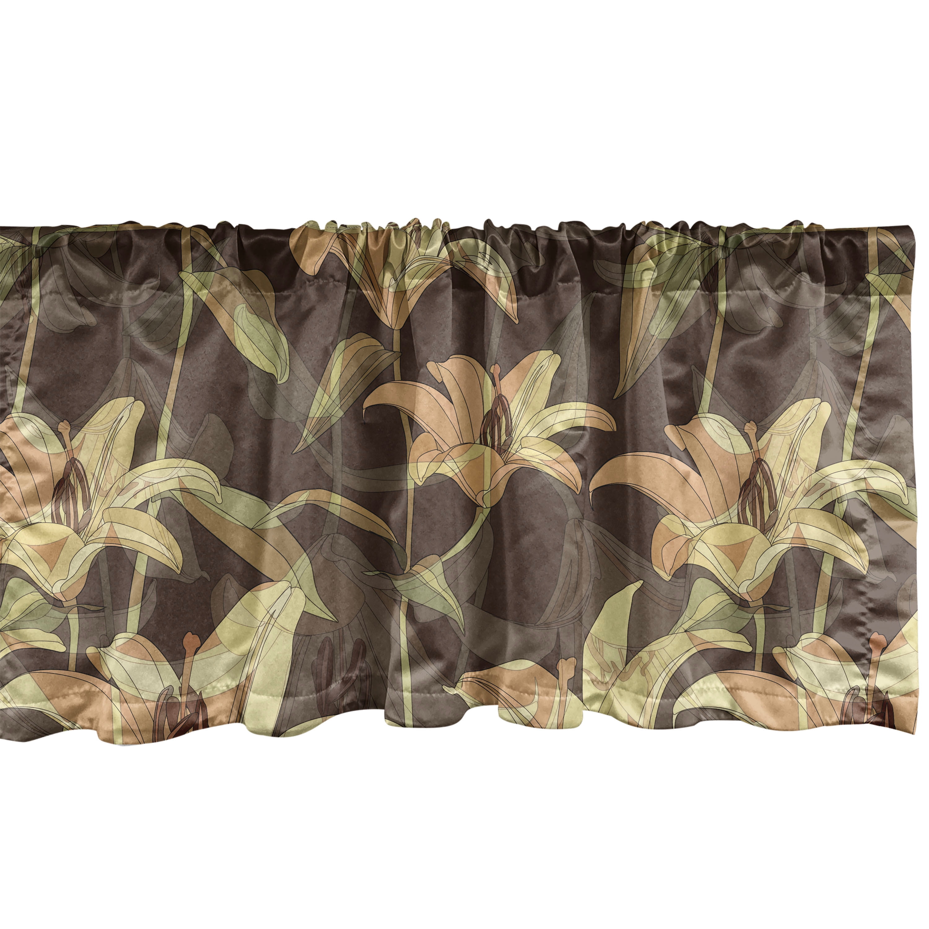 Lily Flowers Window Valance, Modern Design of a Floral Scene in Woods ...