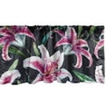 thumbnail image 1 of Lily Flowers Window Valance, Watercolor Design Leafy Flowers Vintage on Dark Jungle Vibes Backdrop, Curtain Valance for Kitchen Bedroom with Rod Pocket, 54" X 18", Magenta Jade Green, by Ambesonne, 1 of 2