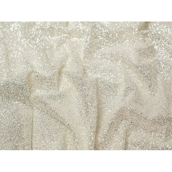 Lily Glitter Tulle Net Dress Fabric Silver - per yard