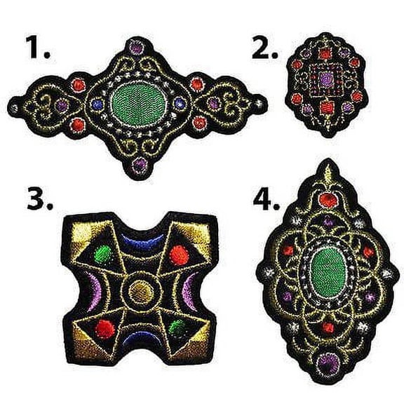 Lily Iron On Jewel Tones Blue Green Purple Red Gold Silver Gem Applique Patch