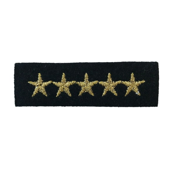 Lily Iron on Embroidery Black Military Gold Metallic Stars Patch 2.25"x0.75"