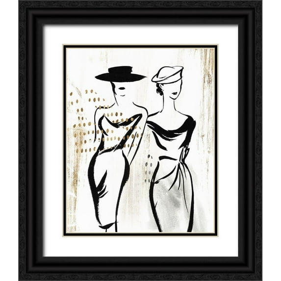 Lily K 12x14 Black Ornate Wood Framed with Double Matting Museum Art Print Titled - Fashion Figures I