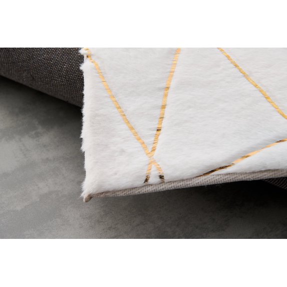 Lily Luxury Chinchilla Faux Fur Abstract Gilded Rectangular Area Rug