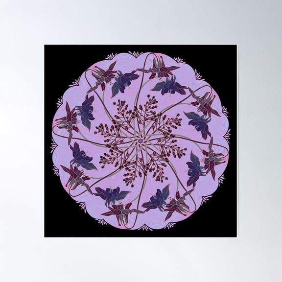 Lily Mandala With Mauve Background Poster Wall Art, Modern Wall Decor For Living Room Bedroom, 24x24 UNFRAMED