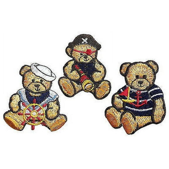 Lily Nautical Sailor Pirate Cute Teddy Bear Embroidery Iron On Patch Applique