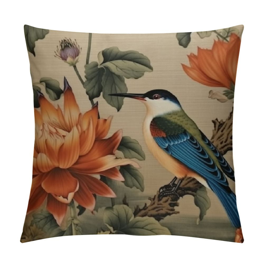 Lily Nymphaea Pad Pistachio Cushion Covers Chinoiserie Blue Flower and ...