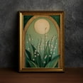 thumbnail image 1 of Lily Of The Valley And Moon Emerald Green,Art Nouveau Floral,Elegant Botanical,Serene Nature Artwork,Moody Flowers,Flowery Spiritual, 8x12 UNFRAMED, 1 of 3