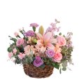 thumbnail image 1 of Lily Of The Valley Flowers & More Pretty with Pinks Basket Arrangement, 1 of 4