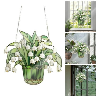 Lily Of Valley Suncatcher Stained Lily Flowers Glass Window Hanging Home Decor Flowers Stained Glass Hangings Art Decoration