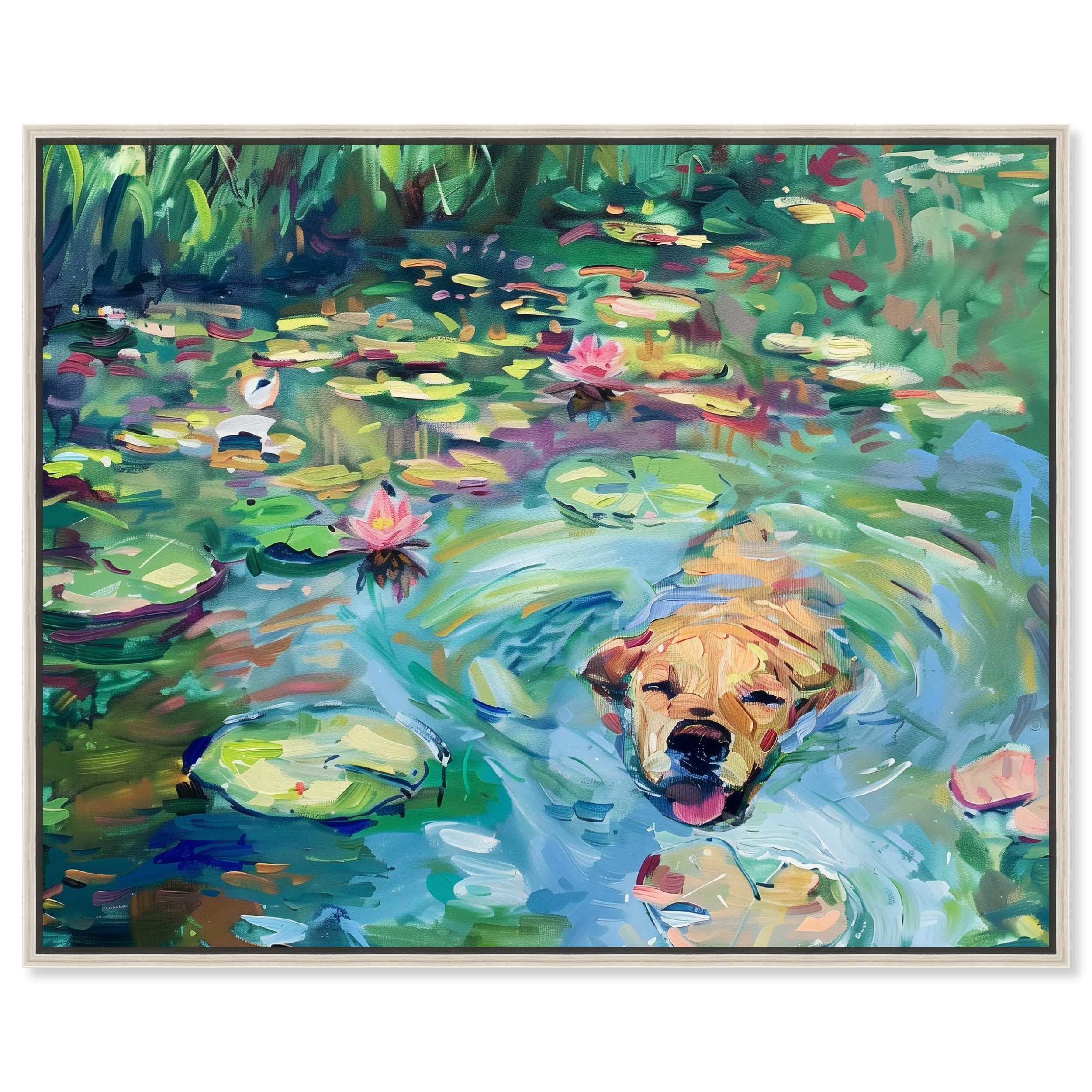 Lily Pad Dog Rustic Chic Farmhouse Canvas Wall Art by Art Remedy