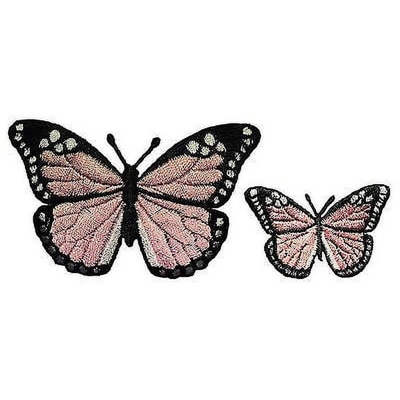 Lily Pink Black Embroidered Butterfly Iron On Patch Silver Organza Applique