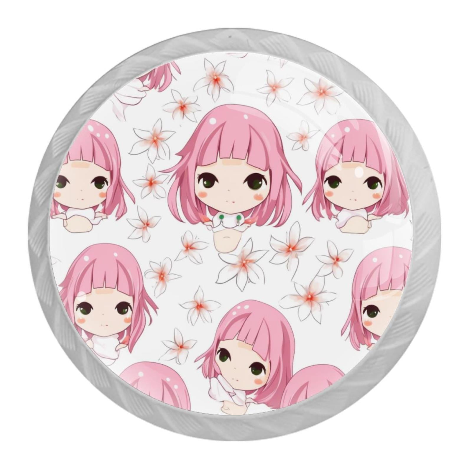 Lily Pink Girls Drawer Knobs, 4 Piece Set Decorative Kitchen Knobs ...