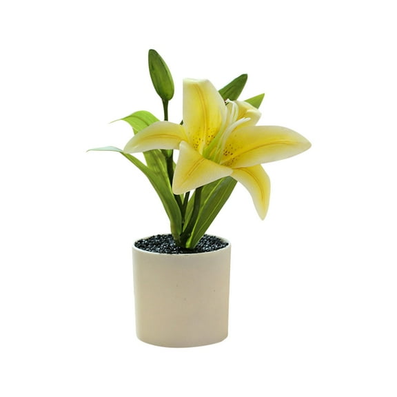 Lily Plant Small Bonsai (with Plastic Pot) Exquisite Home Decoration Real Simulation Effect Suitable For And Bedroom Desktop Decoration