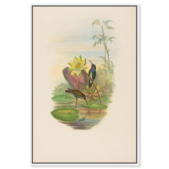Lily Pond Canvas Print Botanical Art by Art Remedy, White Frame, 30 x 45