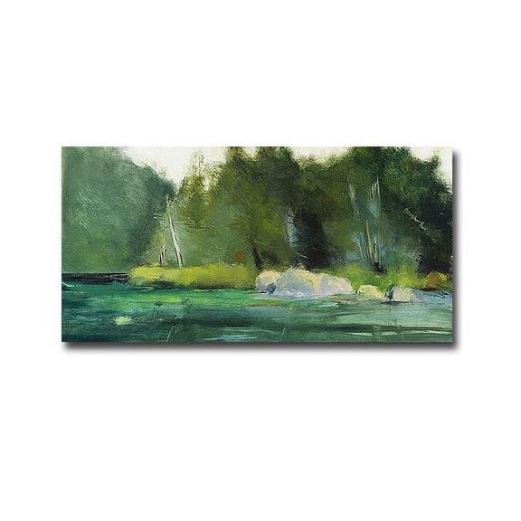 Lily Pond & Dark Woods by Martha Wakefield Premium Gallery-Wrapped Canvas Giclee Art - Ready-to-Hang, 12 x 24 x 1.5 in.