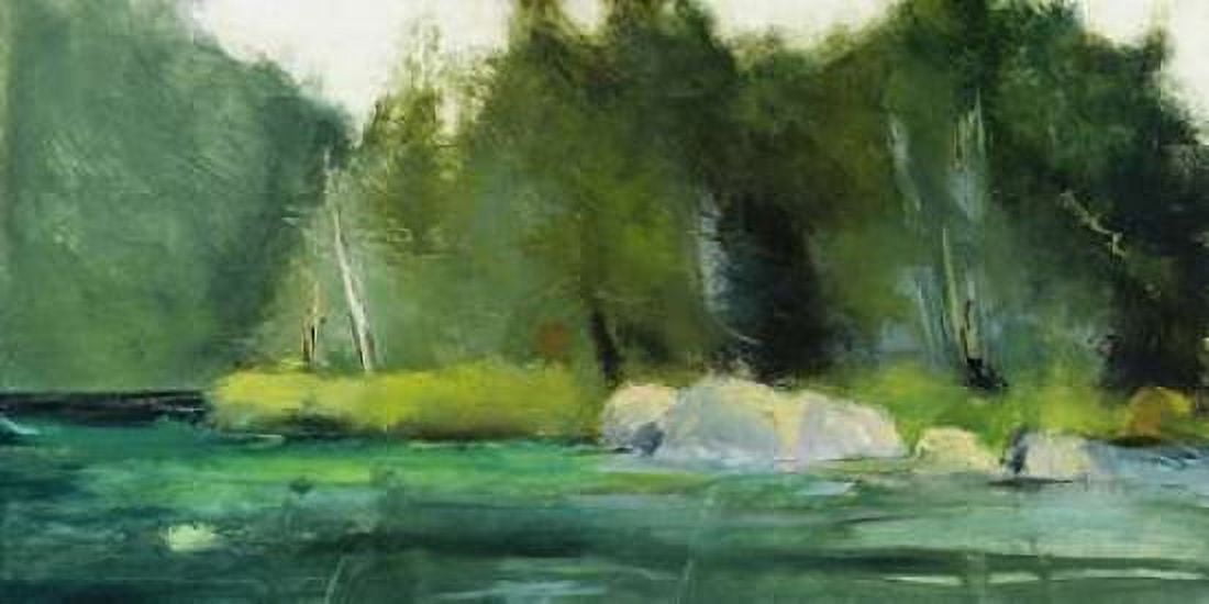 Lily Pond and Dark Woods Canvas Art - Martha Wakefield (10 x 20)