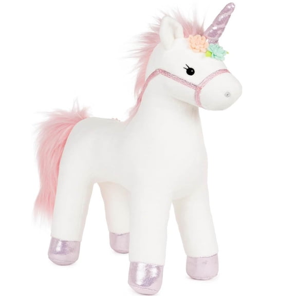 Lily Rose Unicorn Stuffed Animal Plush Toy, Cute, White, 15 Inch
