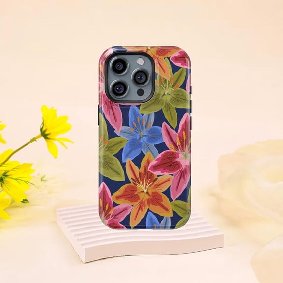 Lily Scatter Colorful Flower Print Artistic Aesthetic Cute Phone Case for iPhone 17 16 15 14 13 12 11 Pro Max