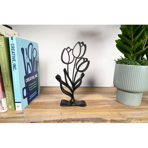 Blooming Lily Minimalist Line Art Sculpture, Modern Home Decor