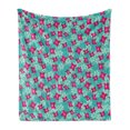 thumbnail image 1 of Lily Soft Flannel Fleece Blanket, Vibrant Flower Field Flourishing Spring Season Daisy Valentines Garden Pattern, Cozy Plush for Indoor and Outdoor Use, 50" x 70", Turquoise Magenta, by Ambesonne, 1 of 5